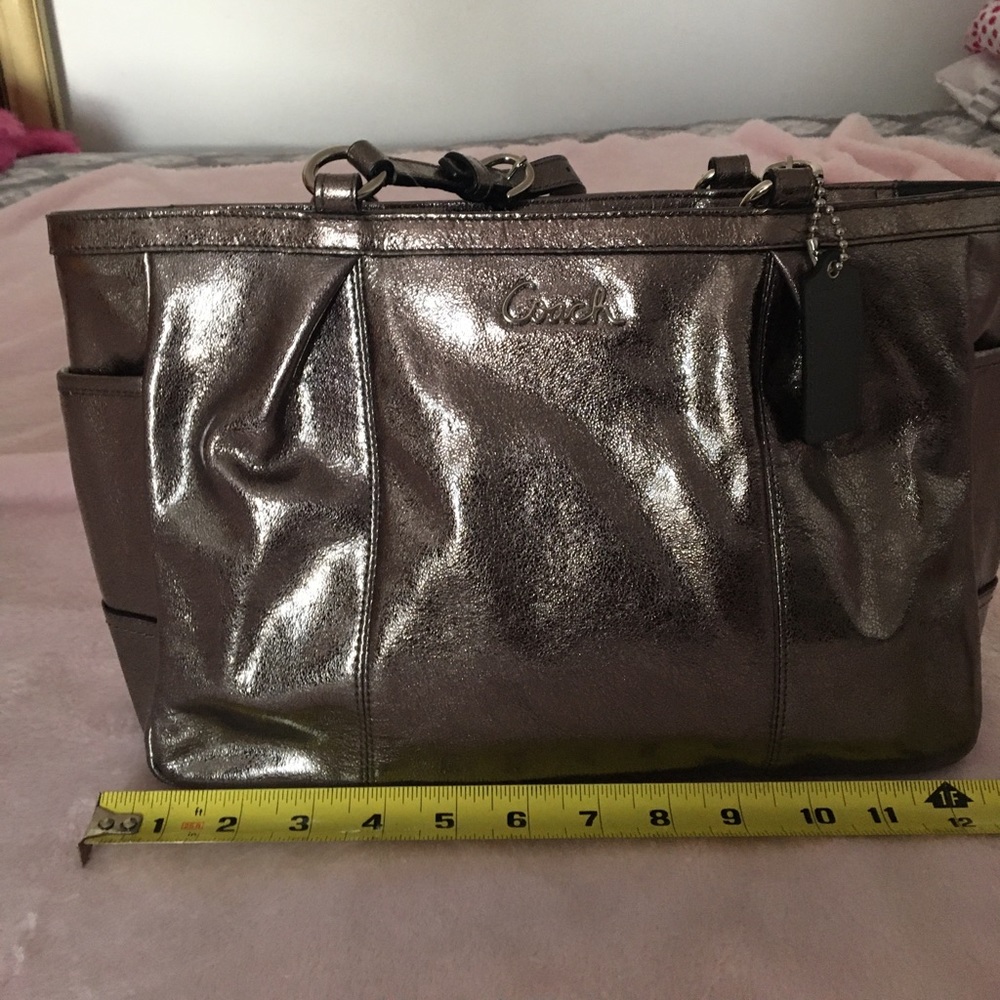 Silver leather Coach purse